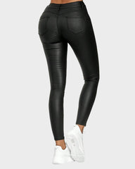 High-Waist PU Leather Skinny Pants
