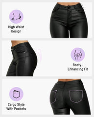 High-Waist PU Leather Skinny Pants