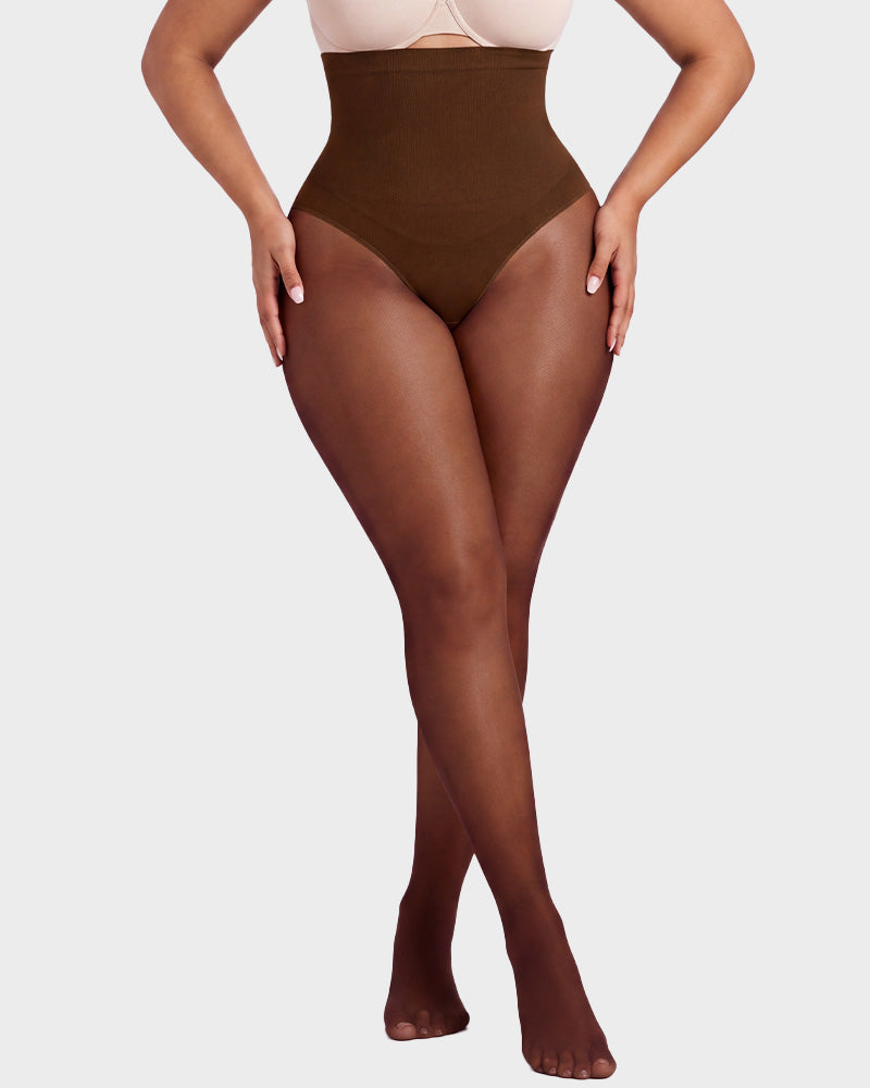 High-Waisted Floral Lace Shaping Tights