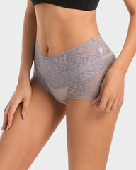 High Waist Lace V-Cut Breathable Shaping Panties (3 Pack)