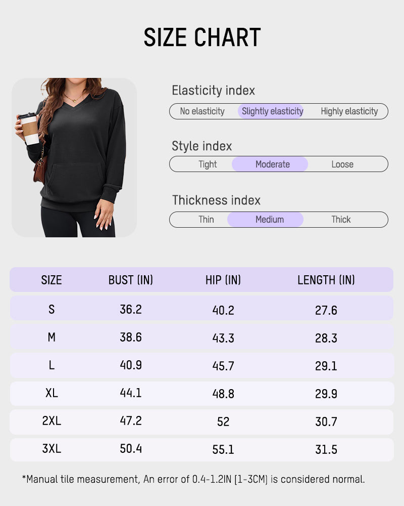 Hoodless Oversized Fleece V-Neck Sweatshirt Top