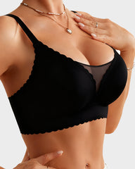Lace Scalloped Wireless Seamless Push-Up Bra
