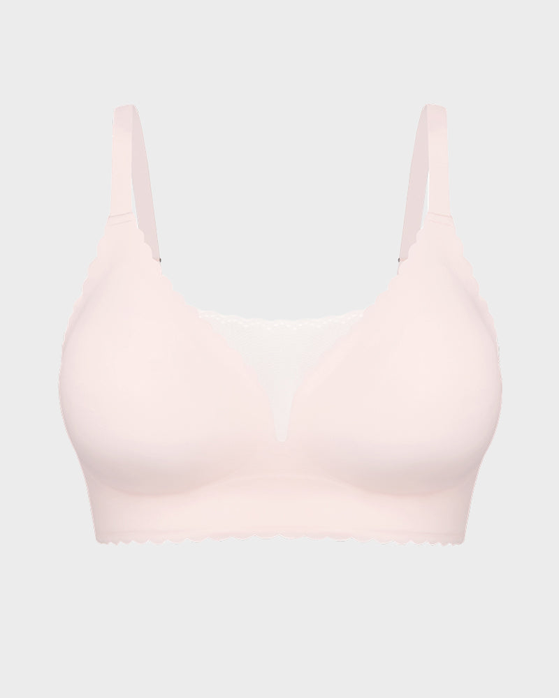 Lace Scalloped Wireless Seamless Push-Up Bra