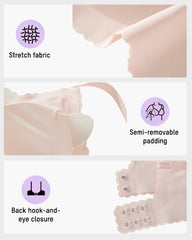 Lace Scalloped Wireless Seamless Push-Up Bra