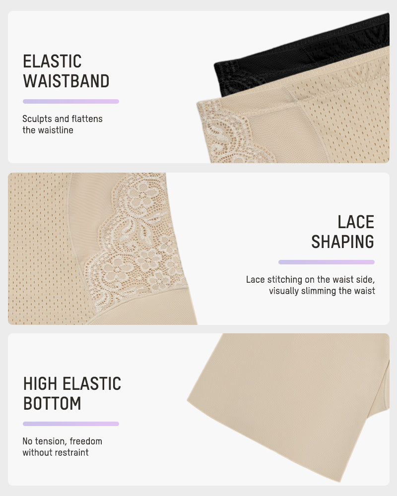 Lace High-Waisted Tummy Control Shaping Shorts(2 Pack)