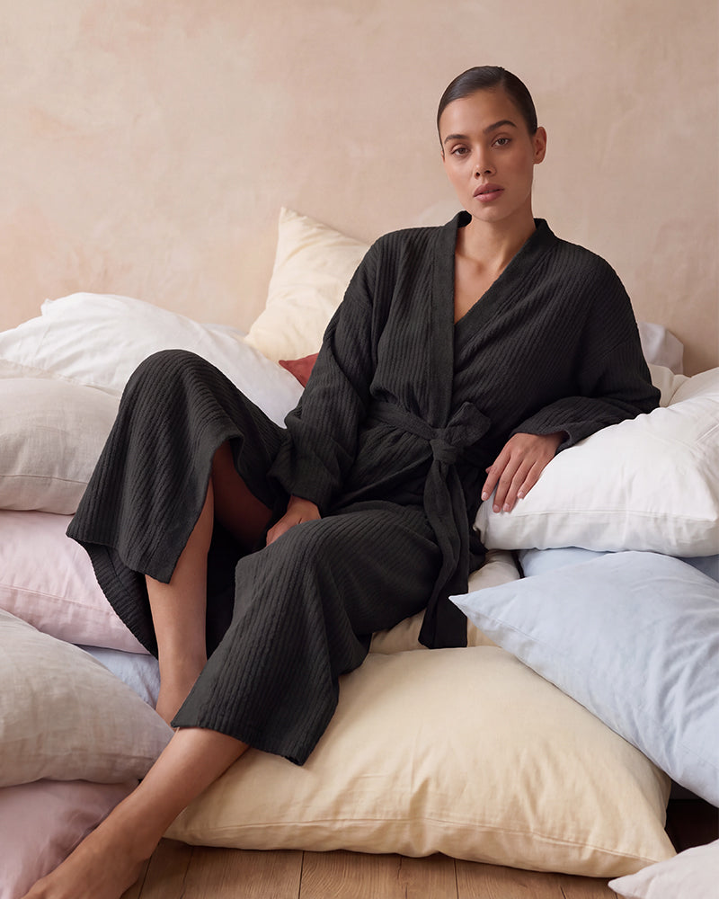 Long Plush Fleece Robe with Pockets