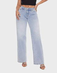 Mid-Low Rise Stretch Baggy Wide-Leg Jeans