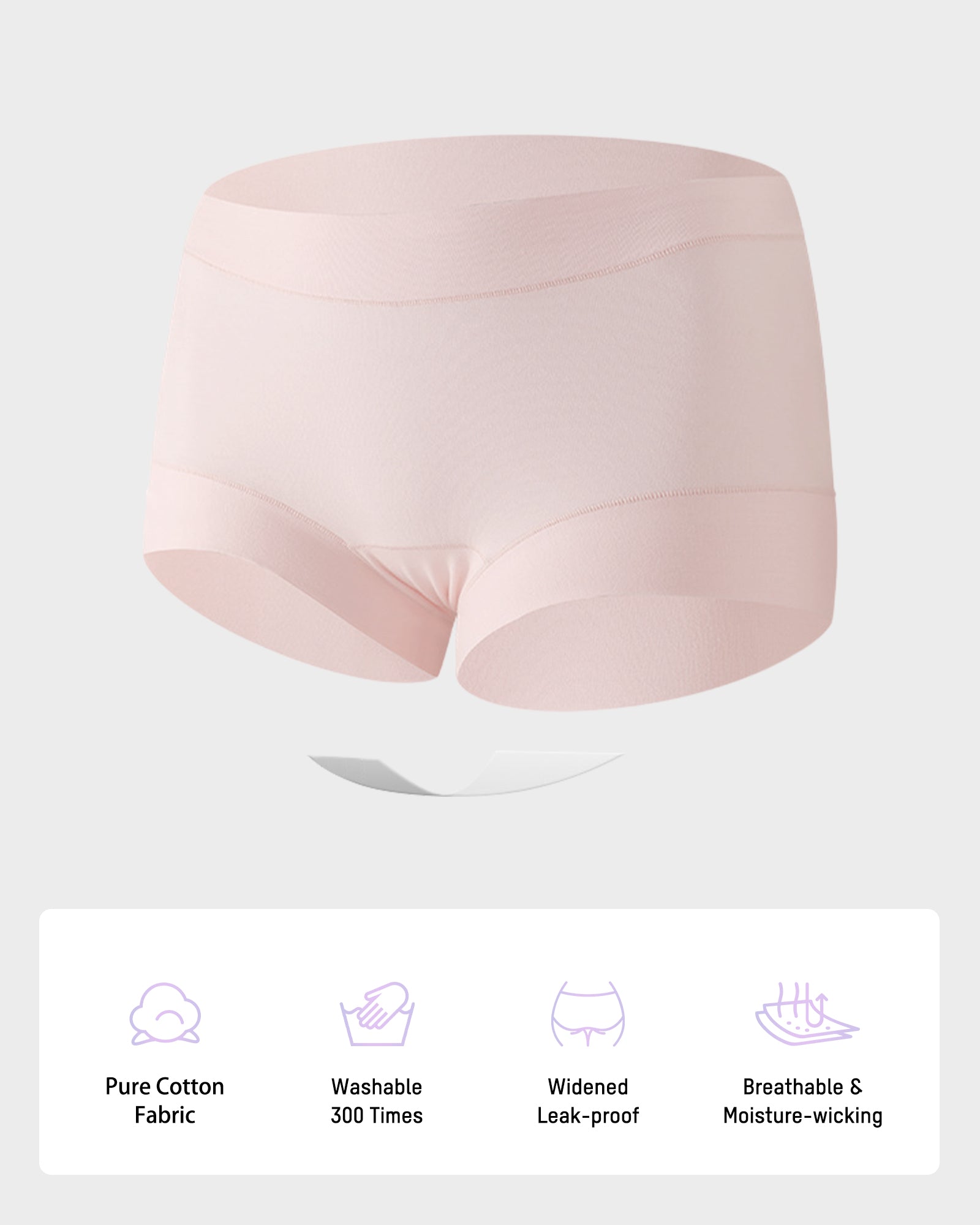 Mid-Waist Cotton Antibacterial Boxer Panties (5 Pack)