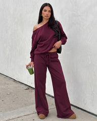 Off-Shoulder Wide-Leg 2-Piece Sweatsuit