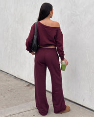 Off-Shoulder Wide-Leg 2-Piece Sweatsuit