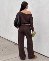 Off-Shoulder Wide-Leg 2-Piece Sweatsuit