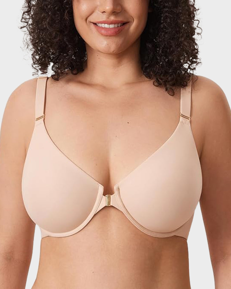 Plus Front Closure Racerback Underwire Bra