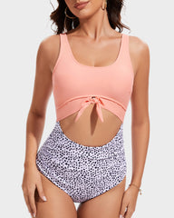 Ruched Tie-Knot Tummy Control One-Piece Swimsuit