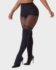 Schoolgirl Stripe Faux Thigh-High Pantyhose