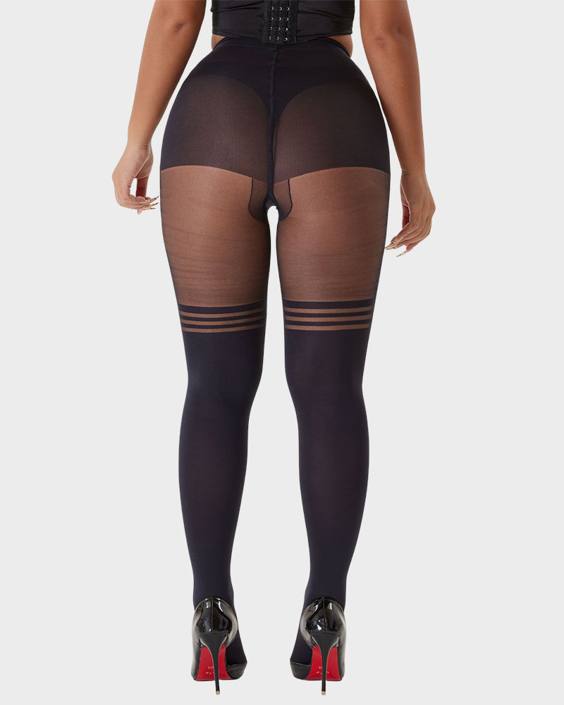 Schoolgirl Stripe Faux Thigh-High Pantyhose