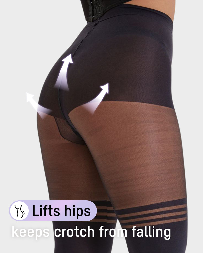 Schoolgirl Stripe Faux Thigh-High Pantyhose