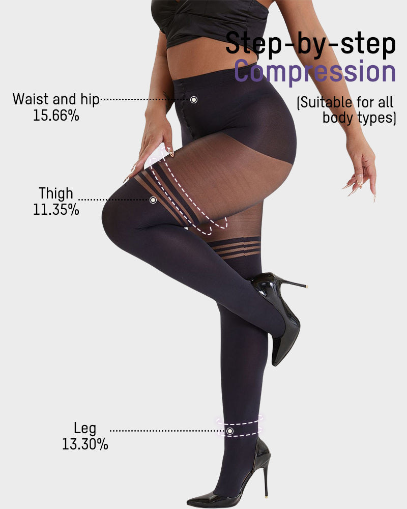 Schoolgirl Stripe Faux Thigh-High Pantyhose