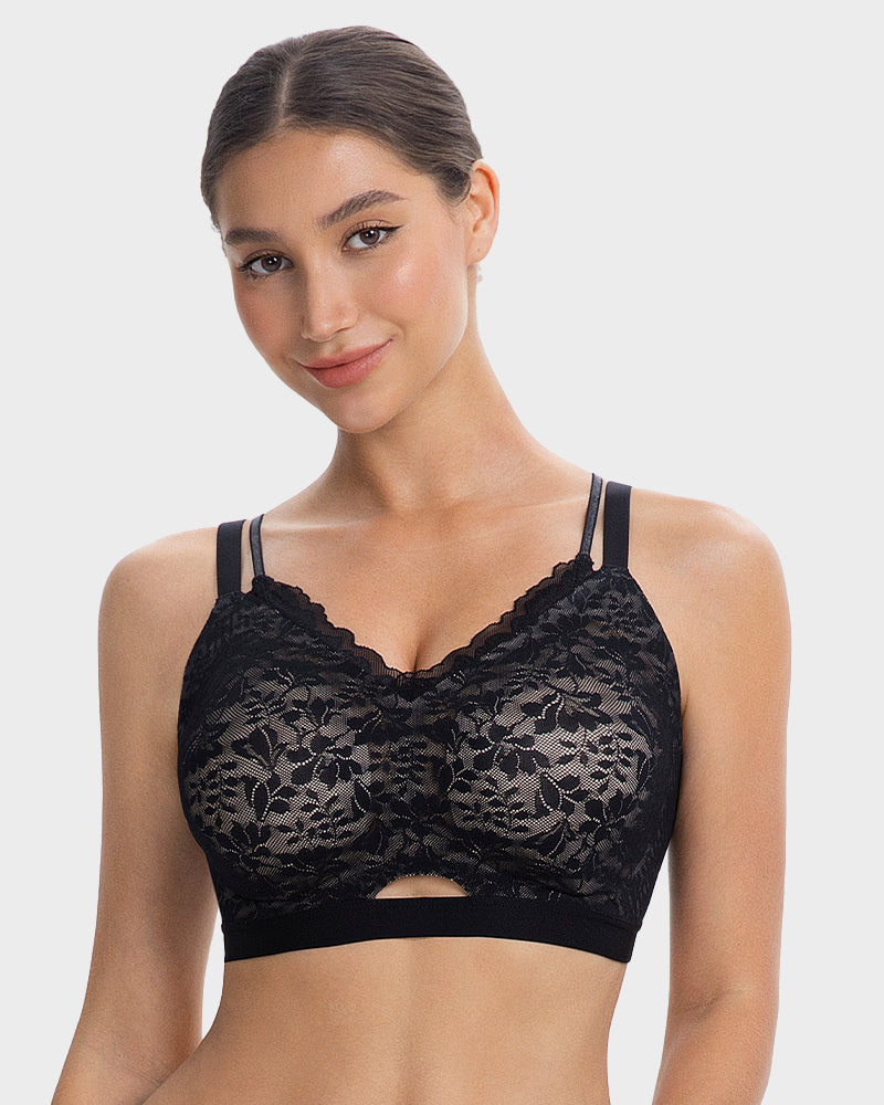 Seamless Lace Push-Up Bra with Side Smoothing & Lift Support