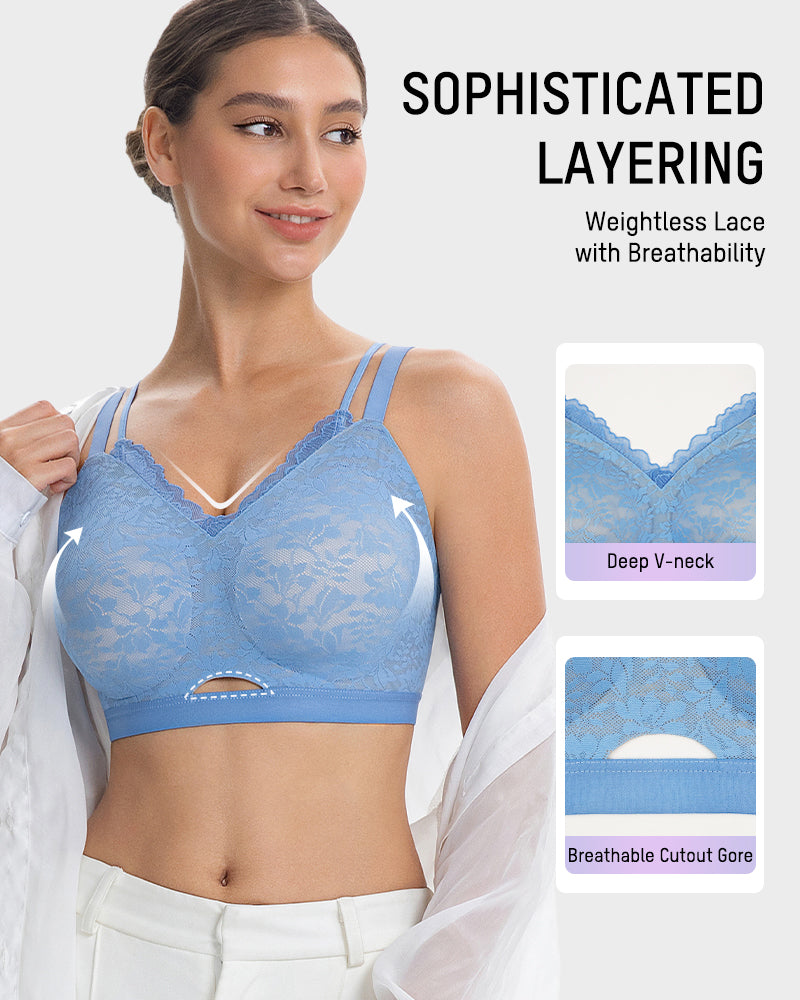 Seamless Lace Push-Up Bra with Side Smoothing & Lift Support