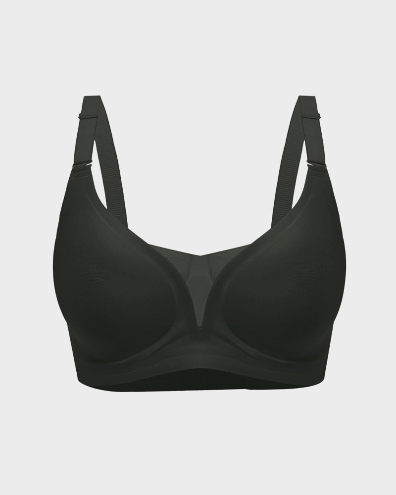 Seamless Mesh Panel Invisible Thin Bra