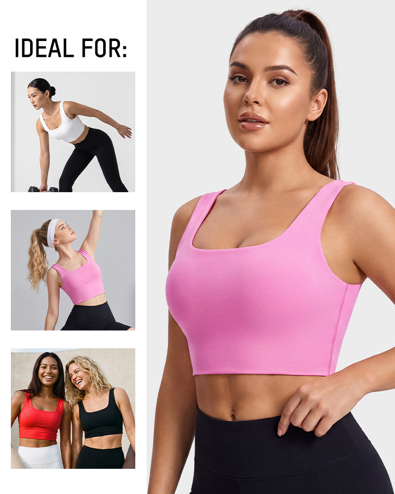 Seamless Square-Neck Longline Sports Bra with Y-Back
