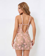 Seductive 3D Butterfly Embroidery Mesh Babydoll