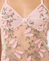 Seductive 3D Butterfly Embroidery Mesh Babydoll