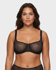 Sheer Unlined Dot-Mesh Balconette Bra