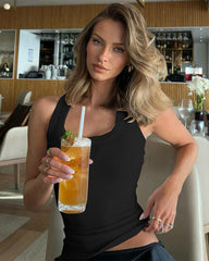 Slim-Fit Ribbed Crop Tank Top