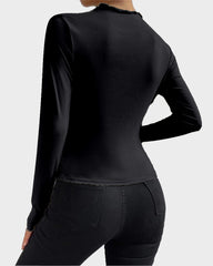 Slim Fit Ruched High-Neck T-Shirt Top