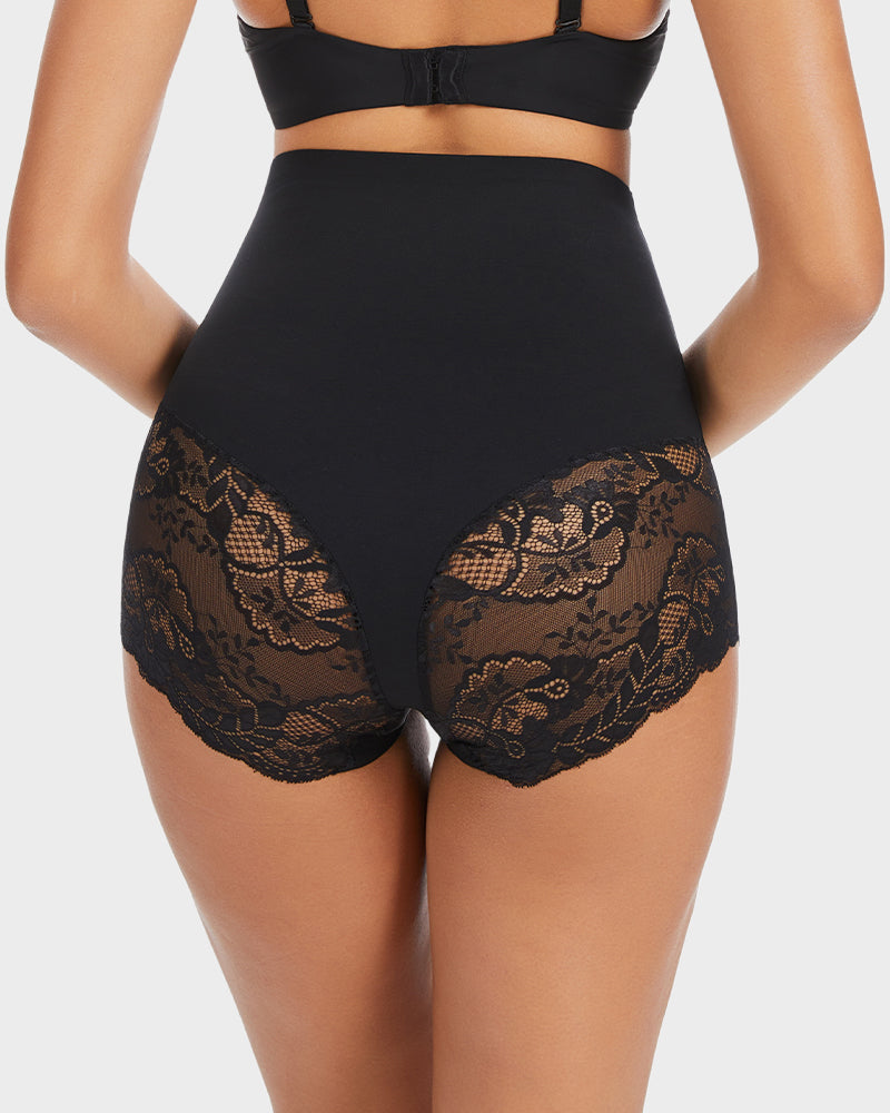 Smooth High-Waisted Sheer Lace Sculpting Brief (2 Pack)