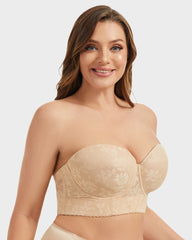 Smooth Lace Longline Strapless Underwire Bra