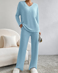 Soft V-Neck Two-Piece Lounge Set