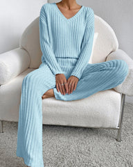 Soft V-Neck Two-Piece Lounge Set