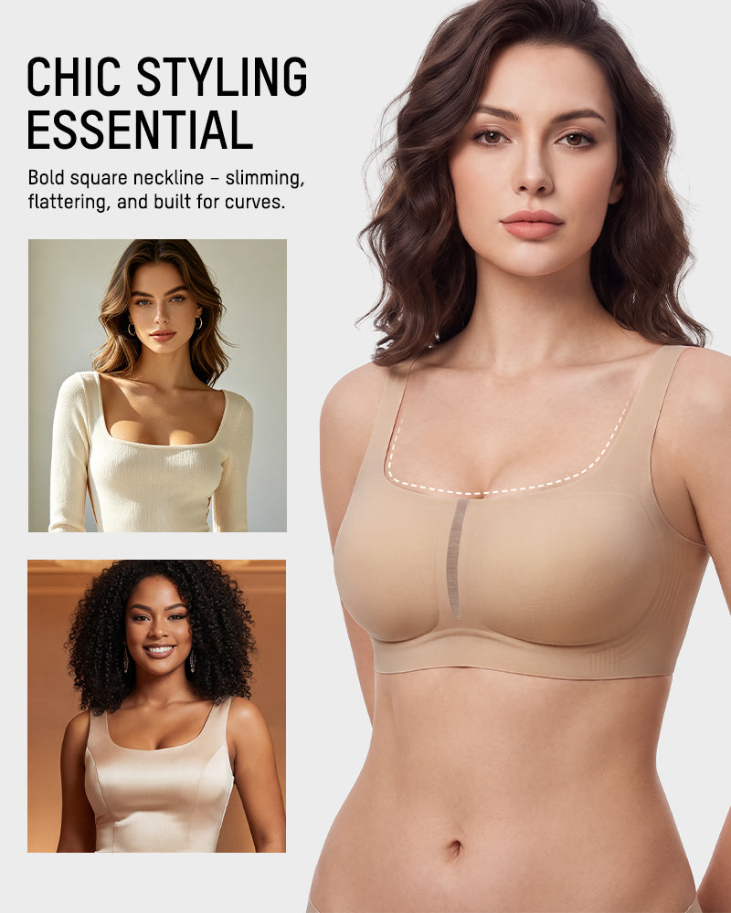 Square-Neck Ultra-Thin Seamless Minimizer Bra