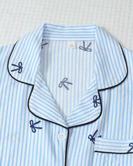 Striped Bow Print Long Sleeve Pajama Set