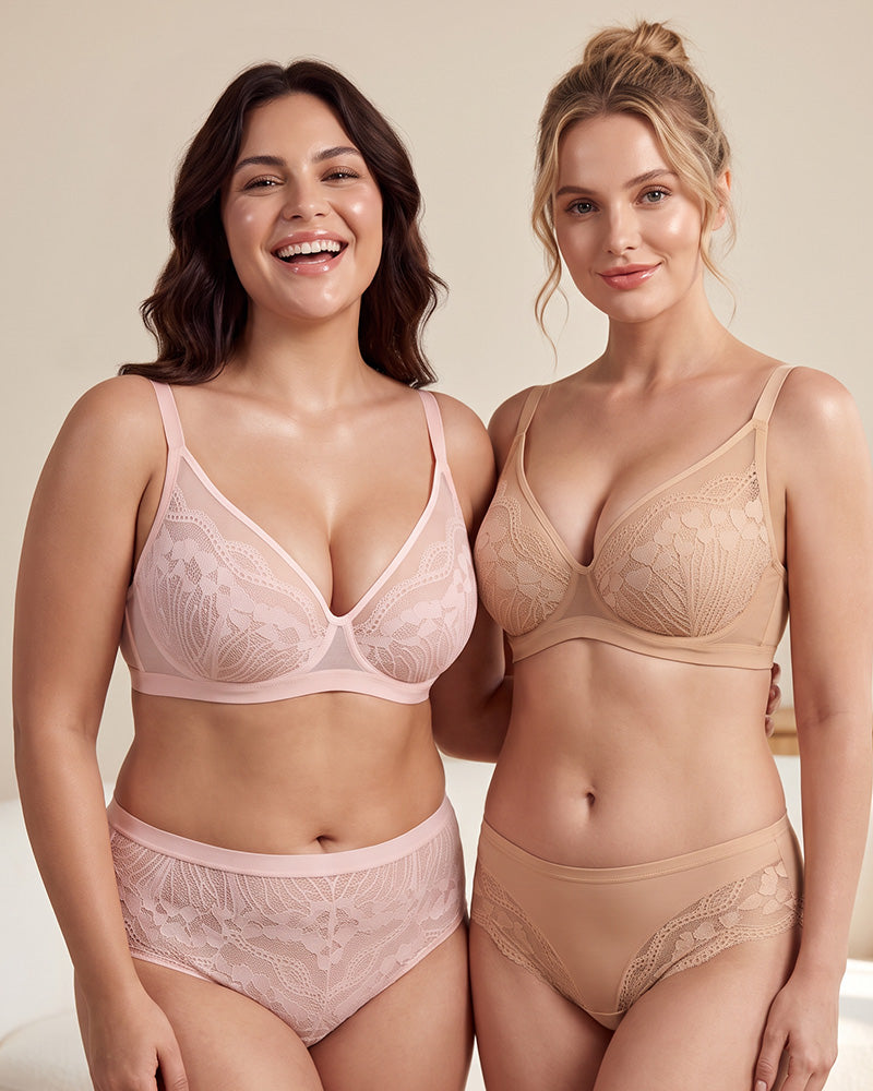 Unlined Lace Underwire Minimizer Bra