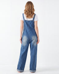 Vintage Button-Front Denim Bib Overalls