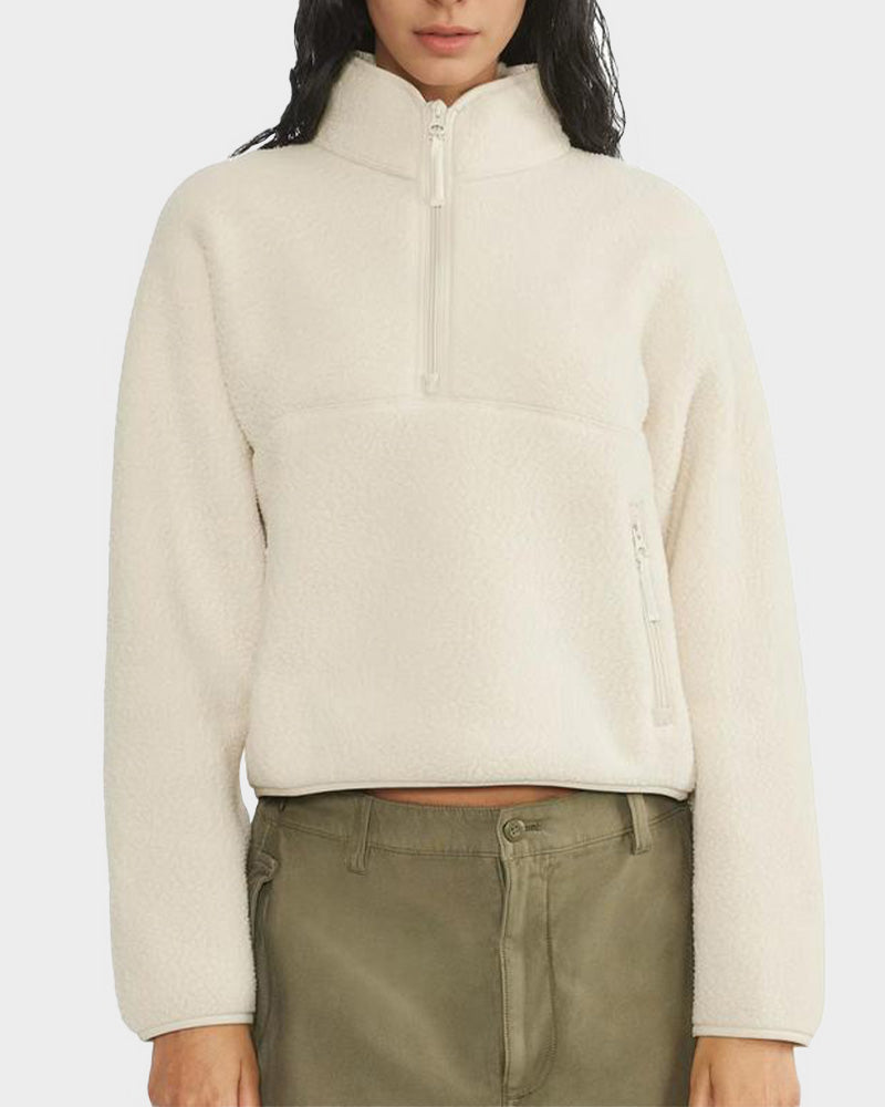 Warm Sherpa Fleece Half-Zip Sweatshirt Pullover