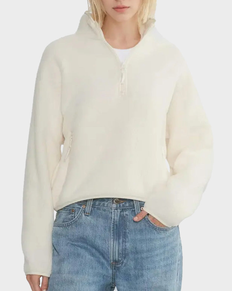 Warm Sherpa Fleece Half-Zip Sweatshirt Pullover