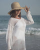 Long Sleeve Crochet Swim Cover Up Beach Dress