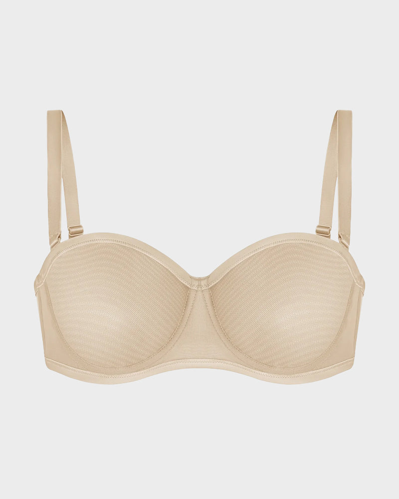 Strapless Mesh Underwire Balconette Bra